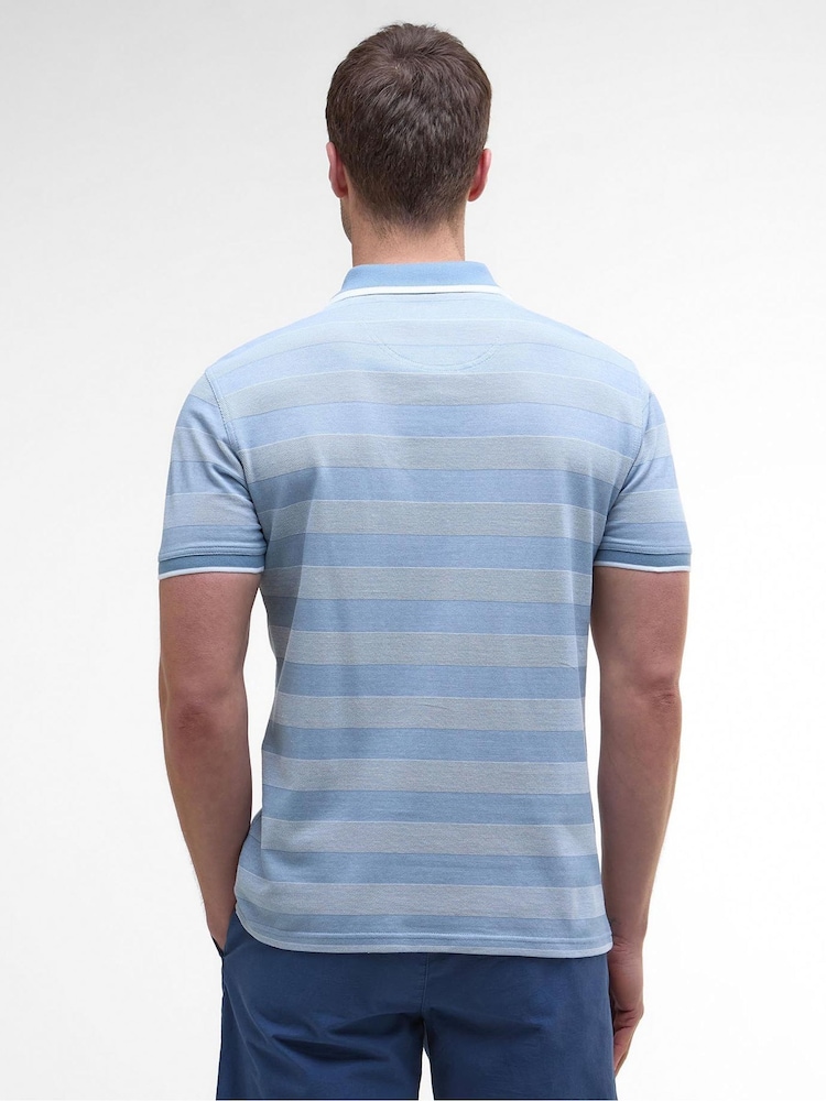 Barbour® Blue Branton Stripe 100% Cotton Polo Shirt - Image 2 of 5