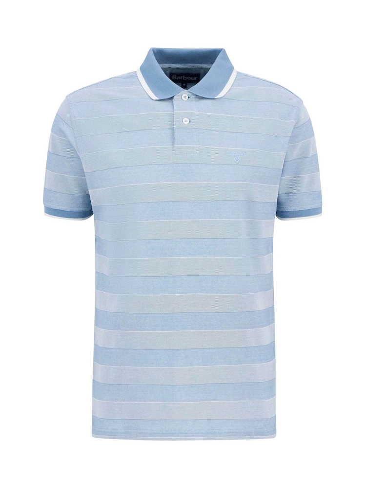 Barbour® Blue Branton Stripe 100% Cotton Polo Shirt - Image 5 of 5