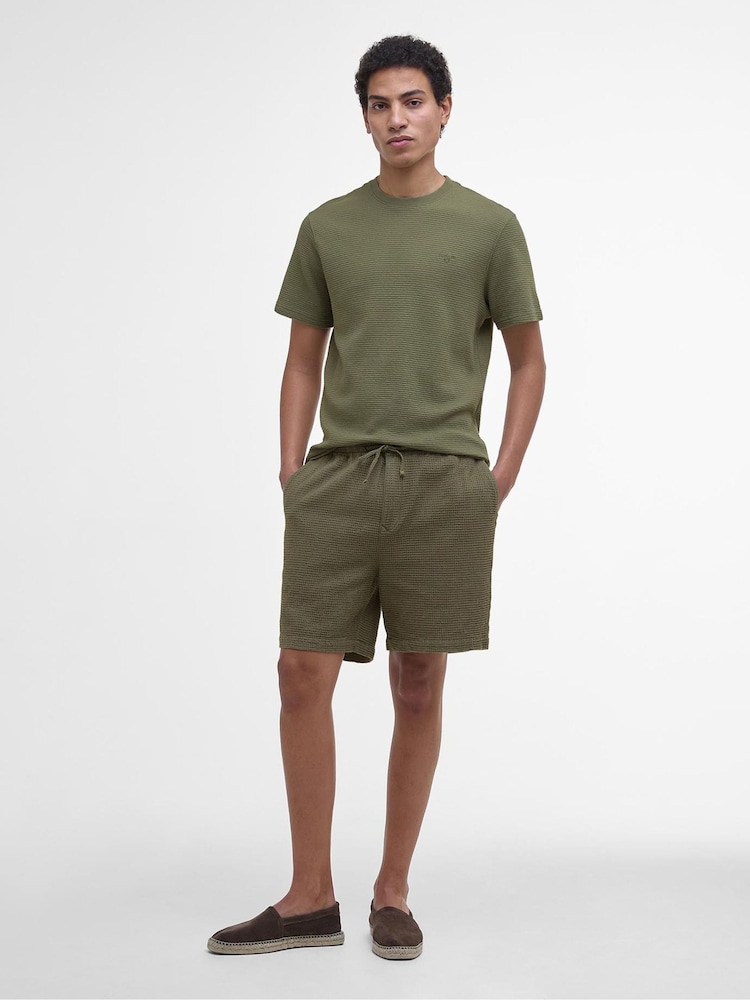 Barbour® Green Sandwood Waffle 100% Cotton Shorts - Image 1 of 5
