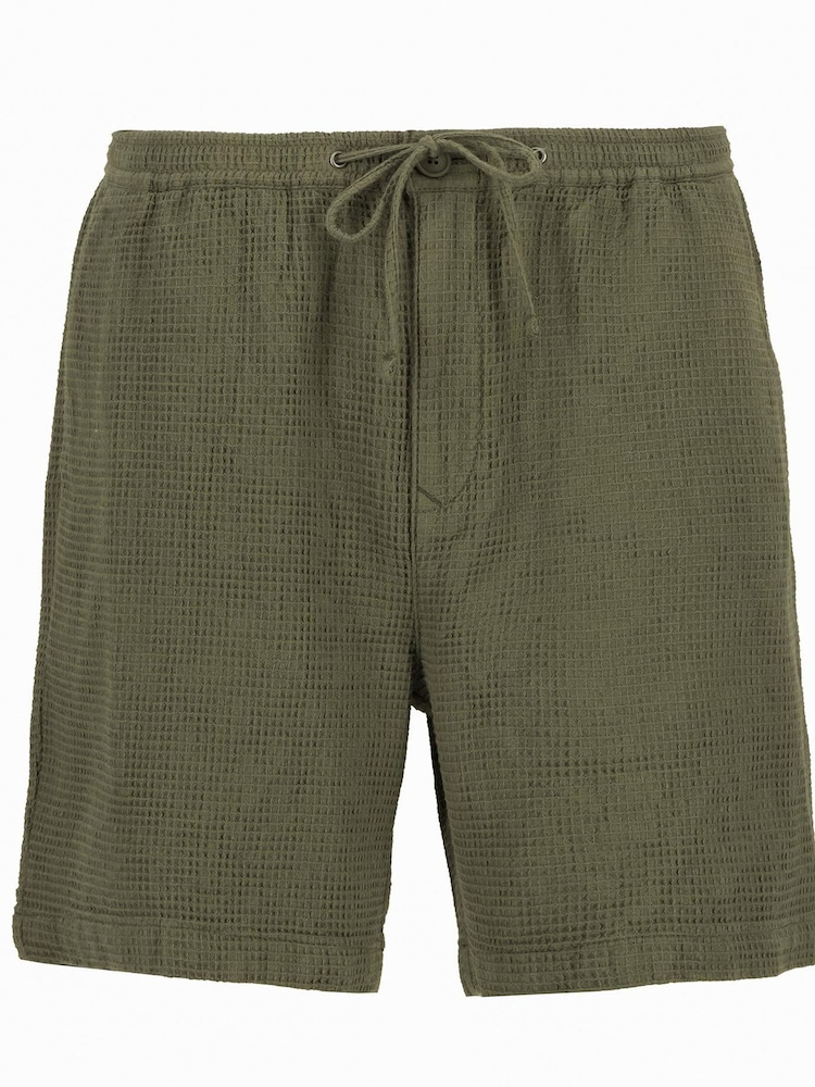 Barbour® Green Sandwood Waffle 100% Cotton Shorts - Image 5 of 5