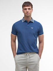 Barbour® Blue Denwick 100% Cotton Polo Shirt - Image 1 of 5