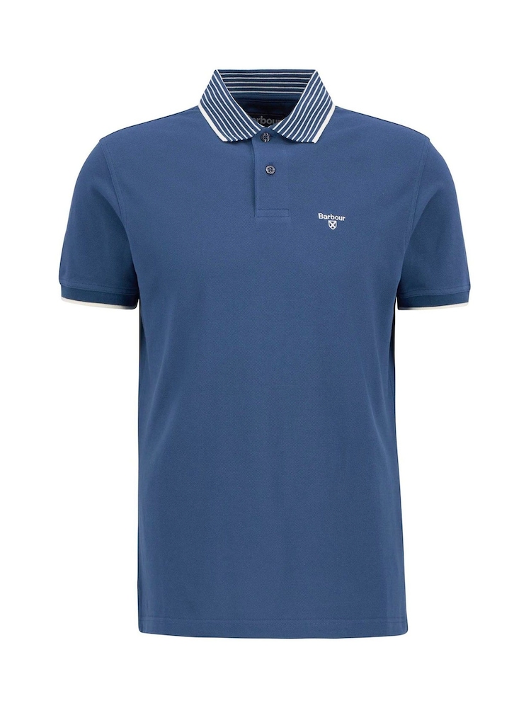 Barbour® Blue Denwick 100% Cotton Polo Shirt - Image 5 of 5