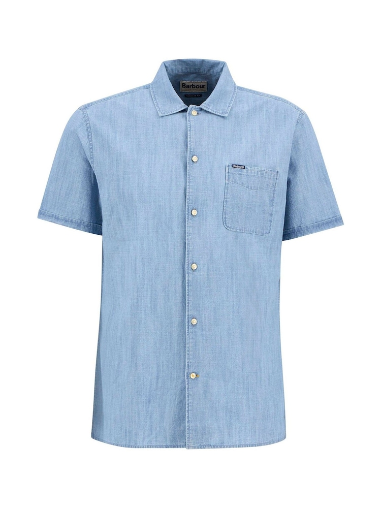 Barbour® Blue Summer Fit Gripton 100% Cotton Shirt - Image 5 of 5