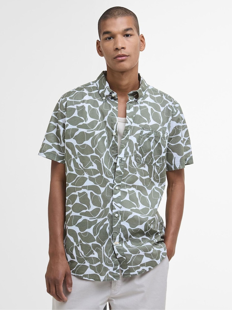 Barbour® Green Spillroad Short Sleeve Tailored 100% Cotton Shirt - Image 1 of 5