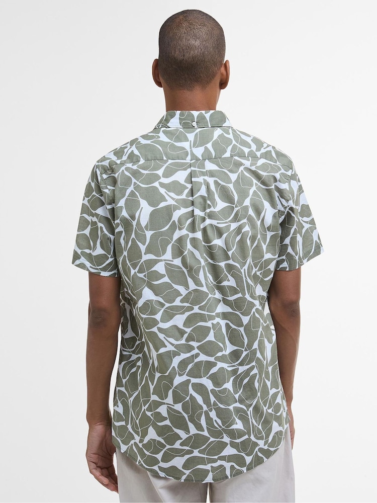 Barbour® Green Spillroad Short Sleeve Tailored 100% Cotton Shirt - Image 2 of 5