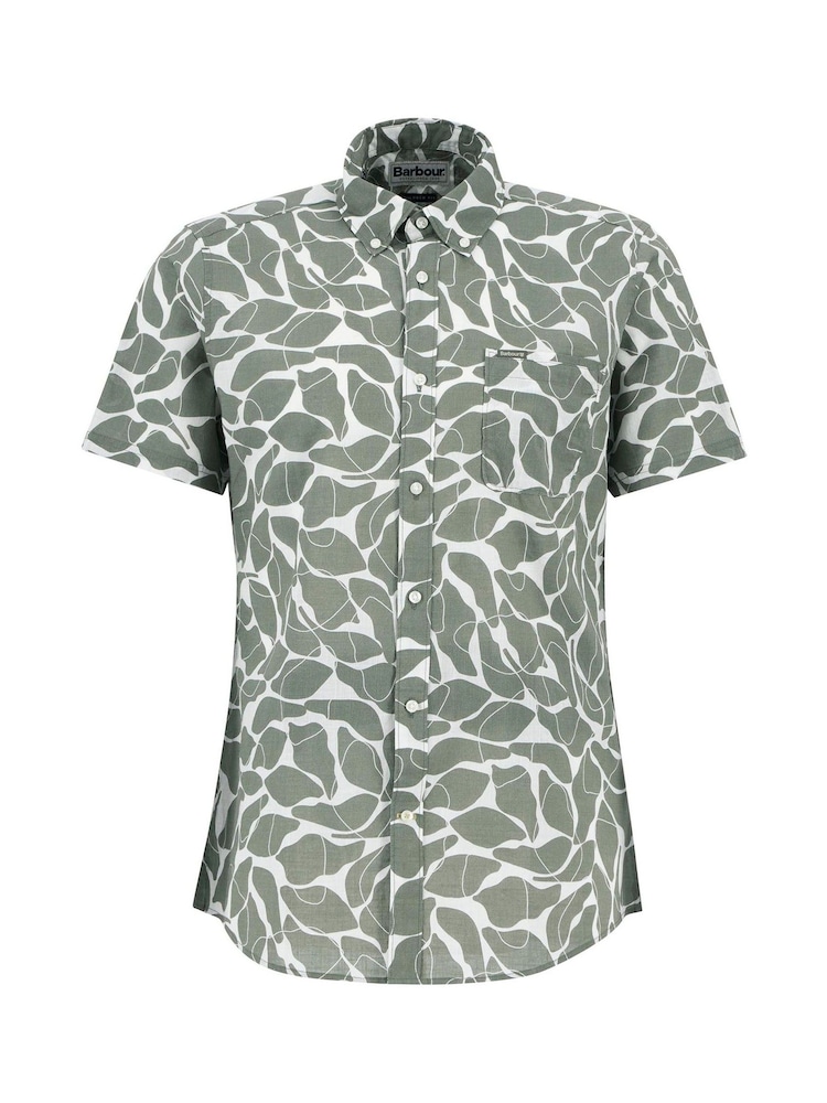 Barbour® Green Spillroad Short Sleeve Tailored 100% Cotton Shirt - Image 5 of 5
