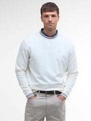 Barbour® White Rosford Crewneck 100% Cotton Sweatshirt - Image 1 of 5