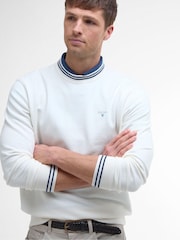 Barbour® White Rosford Crewneck 100% Cotton Sweatshirt - Image 3 of 5