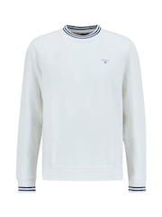 Barbour® White Rosford Crewneck 100% Cotton Sweatshirt - Image 5 of 5
