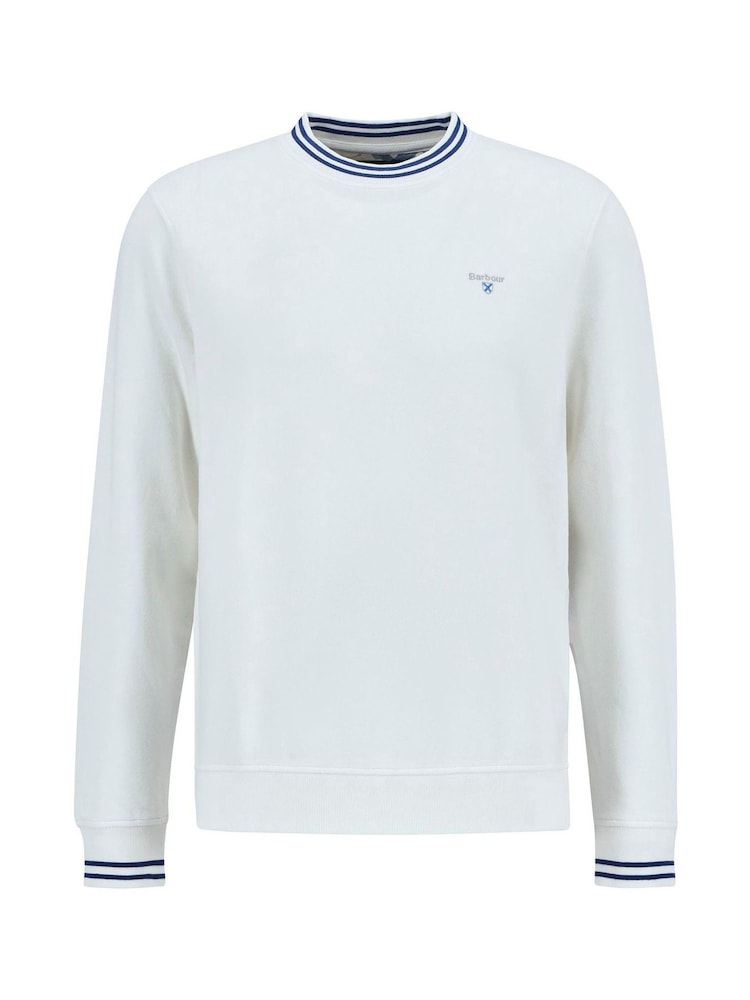 Barbour® White Rosford Crewneck 100% Cotton Sweatshirt - Image 5 of 5