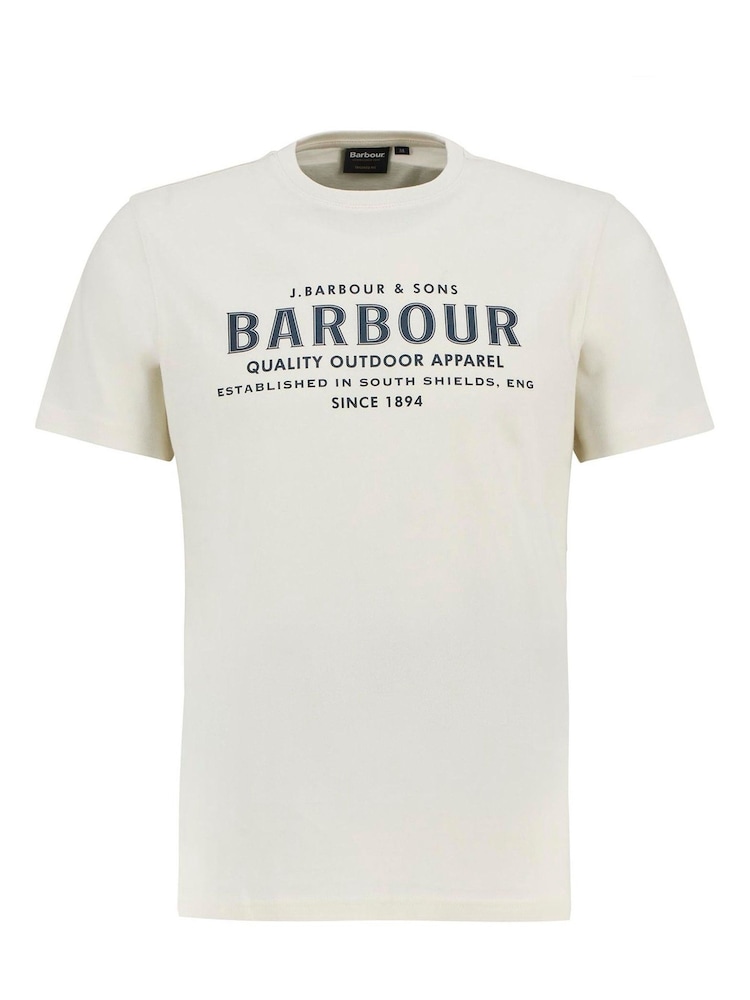 Barbour® White 100% Cotton Moorside Logo T-Shirt - Image 4 of 4