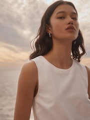 White Sleeveless Scallop Edged Playsuit - Image 4 of 9