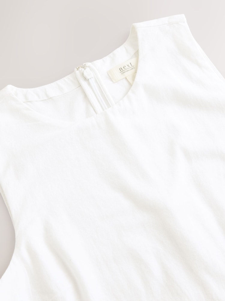 White Sleeveless Scallop Edged Playsuit - Image 8 of 9