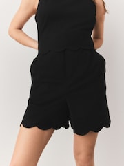 Black Sleeveless Scallop Edged Playsuit - Image 5 of 5
