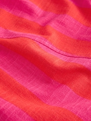 Pink & Red Stripe 100% Cotton V-Neck Button Down Playsuit - Image 8 of 8