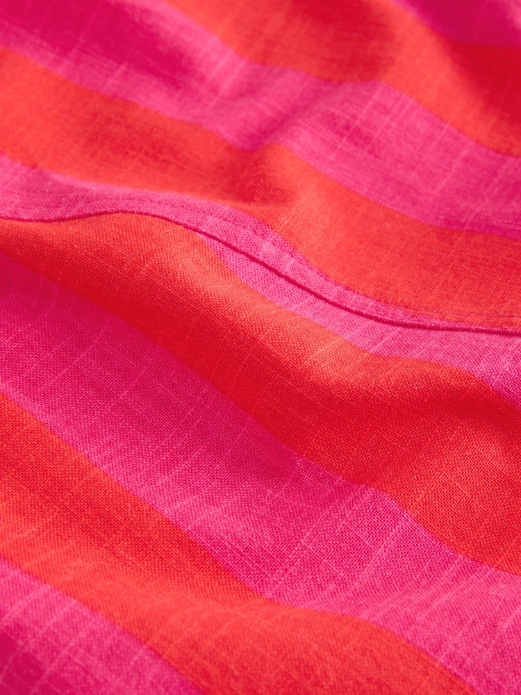 Pink & Red Stripe 100% Cotton V-Neck Button Down Playsuit - Image 8 of 8