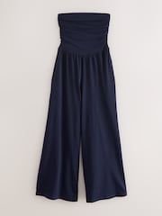 Navy Blue Bandeau Jersey 100% Cotton Jumpsuit - Image 1 of 8