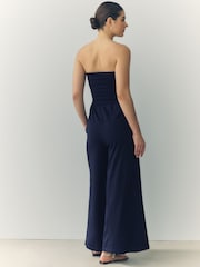 Navy Blue Bandeau Jersey 100% Cotton Jumpsuit - Image 2 of 8