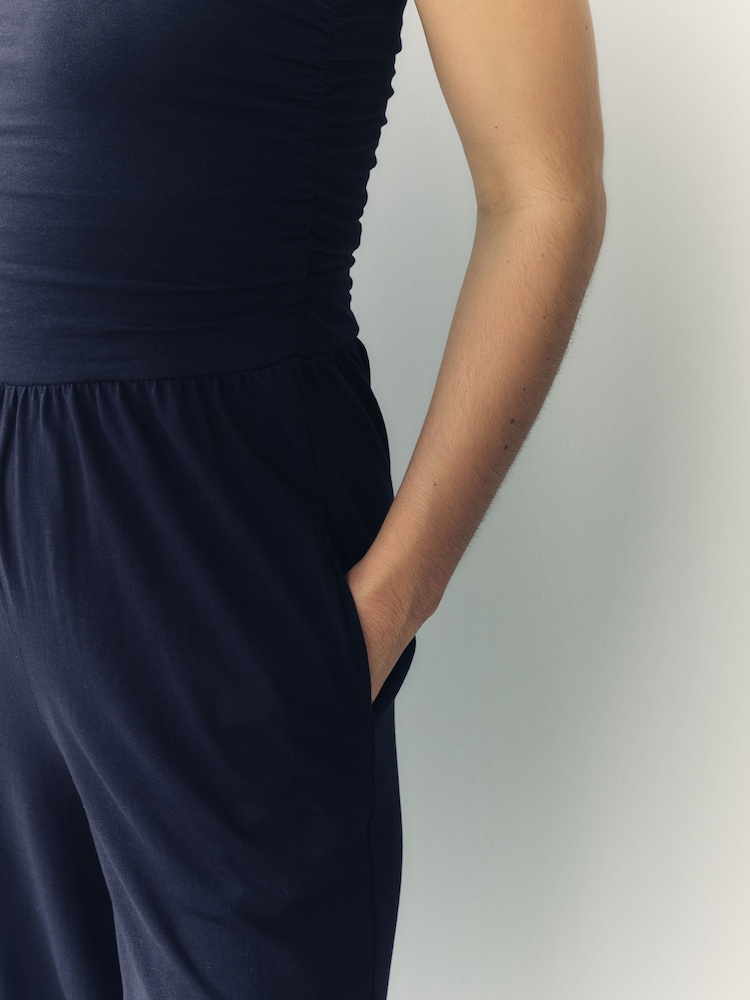 Navy Blue Bandeau Jersey 100% Cotton Jumpsuit - Image 5 of 8