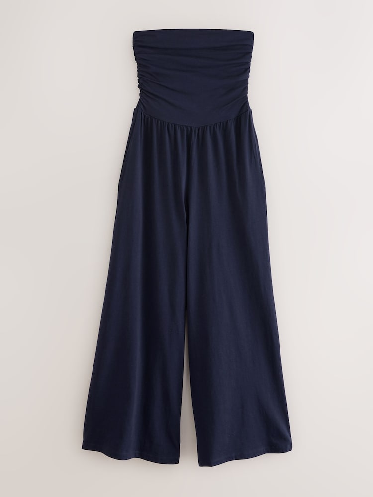 Navy Blue Bandeau Jersey 100% Cotton Jumpsuit - Image 6 of 8