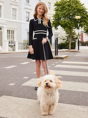 Lipsy Black Knitted Collar Dress (5-16yrs) - Image 3 of 4