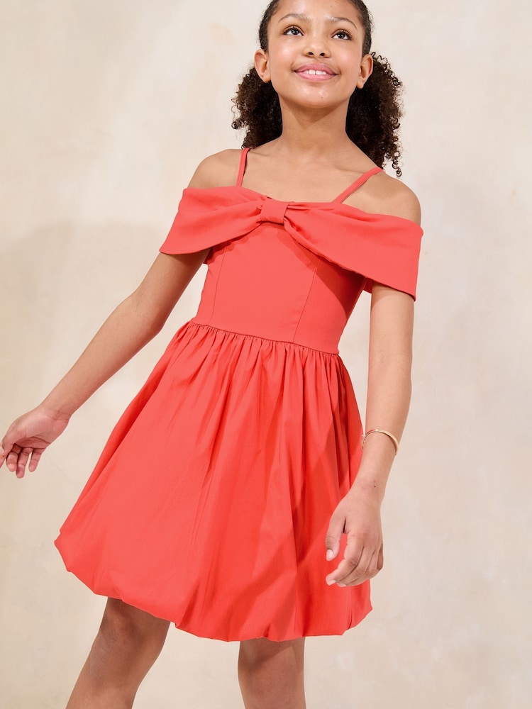 Korallenpink - Lipsy Bardot Puffball Kleid mit Schleife (5-16J.) - Bild 1 von 4 Korallenpink - Lipsy Bardot Puffball Kleid mit Schleife (5-16J.) - Bild 1 von 4
