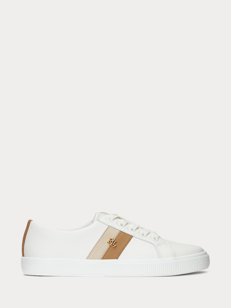 Lauren Ralph Lauren Janson Logo Leather Trainers - Image 1 of 4