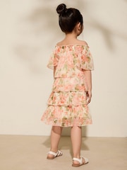 Friends Like These Orange Floral Floral Tiered Mini Dress (3-12yrs) - Image 3 of 4