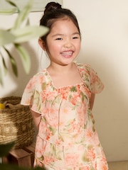 Friends Like These Orange Floral Floral Tiered Mini Dress (3-12yrs) - Image 4 of 4