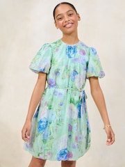 Lipsy Mint Green Sparkle Chiffon Puffball Dress (5-16yrs) - Image 1 of 4
