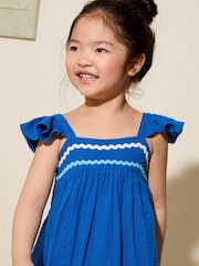 Friends Like These Cobalt Blue Crinkle Lace Trim Tiered Midi Sun Dress (3-12yrs) - Image 2 of 4
