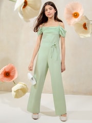 Lipsy Mint Green Bardot Occasion Jumpsuit (10-16yrs) - Image 1 of 4