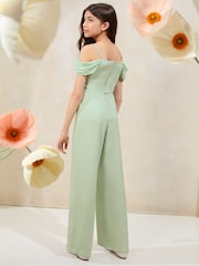 Lipsy Mint Green Bardot Occasion Jumpsuit (10-16yrs) - Image 3 of 4