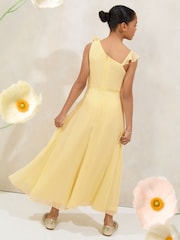 Lipsy Buttermilk Yellow Teen One Shoulder Corsage Occasion Dress (10-16yrs) - Image 4 of 4