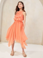 Lipsy Halter Ruffle Hanky Hem Occasion Dress (5-16yrs) - Imagen 1 de 4
