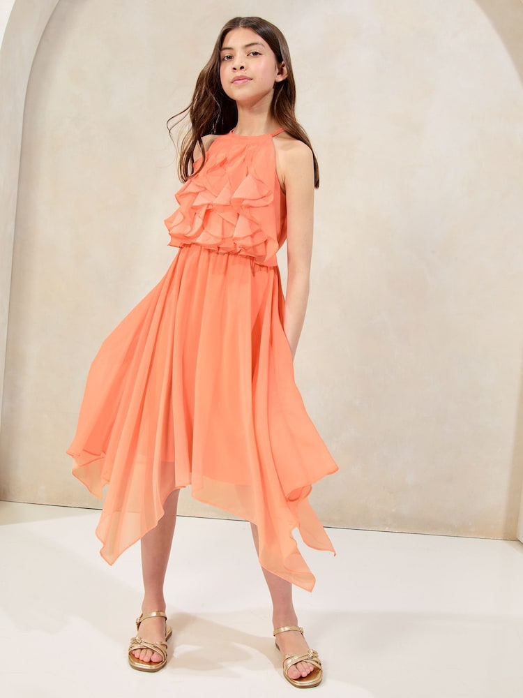 Lipsy Halter Ruffle Hanky Hem Occasion Dress (5-16yrs) - Imagen 1 de 4
