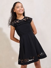 Lipsy Black Lace Frill Dress (5-16yrs) - Image 1 of 4