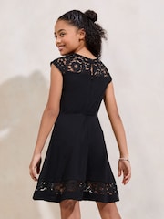 Lipsy Black Lace Frill Dress (5-16yrs) - Image 4 of 4