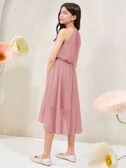 Lipsy Pink Halter Bubble Waist Occasion Dress (7-16yrs) - Image 3 of 5