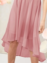 Lipsy Pink Halter Bubble Waist Occasion Dress (7-16yrs) - Image 4 of 5