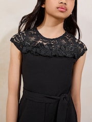 Lipsy Black Lace Frill Jumpsuit (5-16yrs) - Image 2 of 4