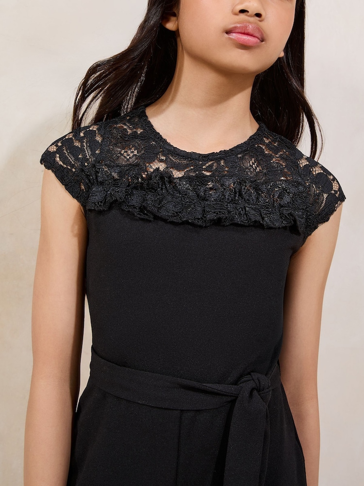 Lipsy Black Lace Frill Jumpsuit (5-16yrs) - Image 2 of 4