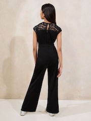 Lipsy Black Lace Frill Jumpsuit (5-16yrs) - Image 4 of 4