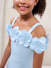 Lipsy Cornflower Blue Corsage Bardot Scuba Dress (5-16yrs) - Image 4 of 5