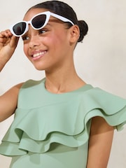 Lipsy Green Frill Detail Scuba Dress (7-16yrs) - Image 3 of 4
