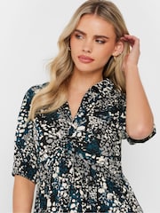 PixieGirl Petite Blue Woven Abstract Twist Front Top - Image 1 of 5