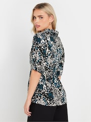 PixieGirl Petite Blue Woven Abstract Twist Front Top - Image 3 of 5