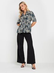 PixieGirl Petite Blue Woven Abstract Twist Front Top - Image 4 of 5