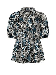 PixieGirl Petite Blue Woven Abstract Twist Front Top - Image 5 of 5