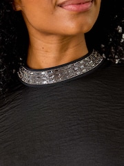 Roman Black Petite Hotfix Asymmetric Top - Image 5 of 5